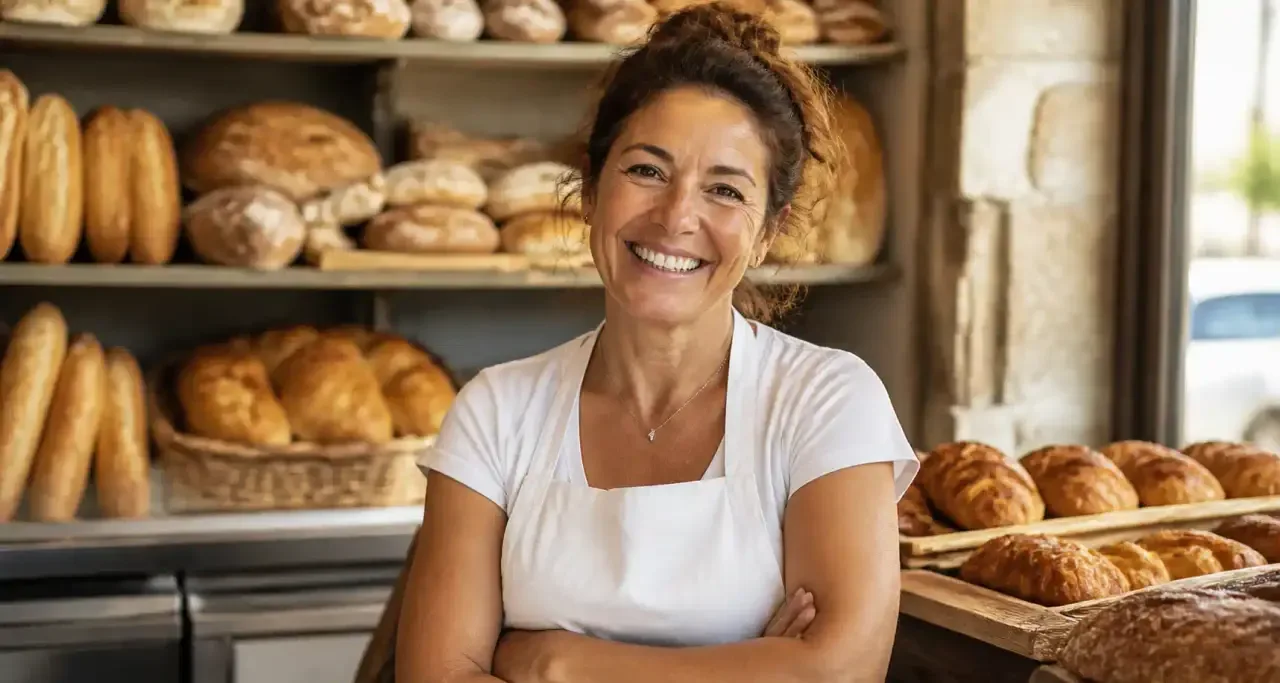 Commerçante niçoise dans sa boulangerie artisanale