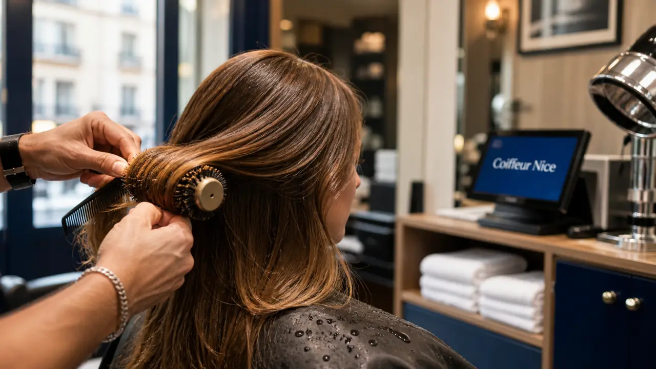 Couffeur nice : salon de coiffure à Nice, coiffeuse et brosse