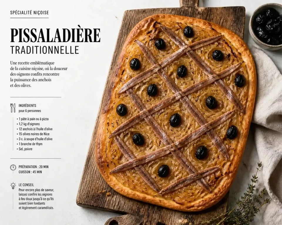 Pissaladière traditionnelle niçoise, spécialité culinaire de Nice