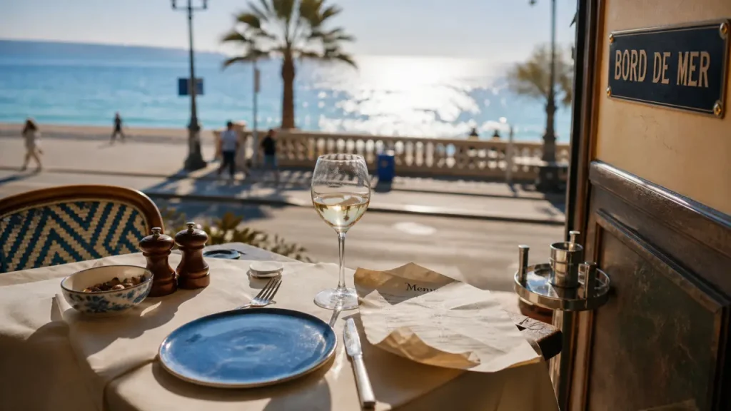 Restaurants bord de mer Nice, terrasse avec vue sur la mer Méditerranée