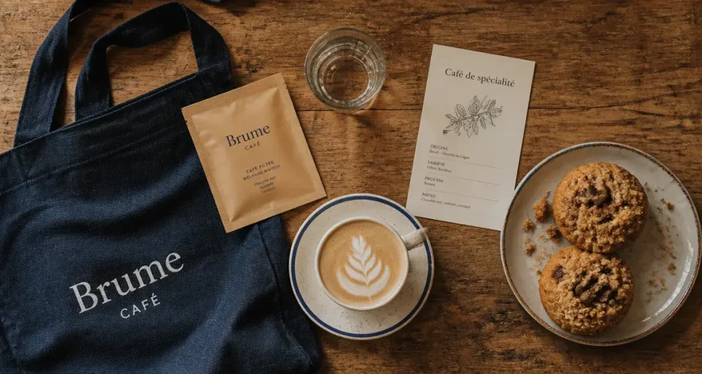 Coffee shop vieux nice : tasse de café de spécialité et pâtisserie sur table
