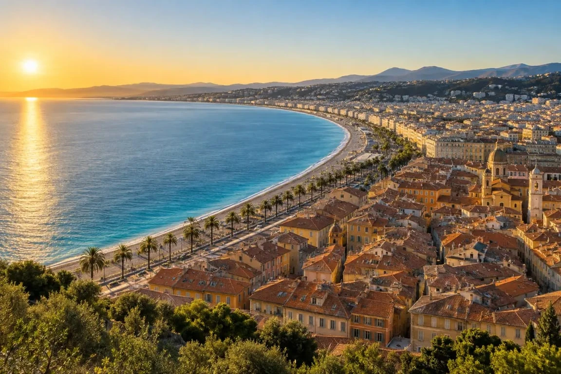 Vue panoramique depuis la colline du Château sur le Vieux-Nice et ses ruelles