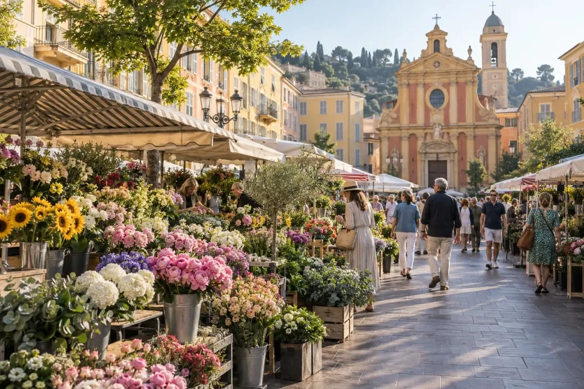 Ruelle Vieux-Nice et marché aux fleurs du cours Saleya