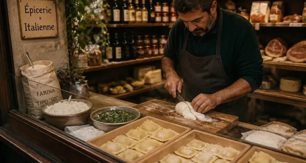 Meilleure épicerie italienne Nice : vitrine et produits italiens frais