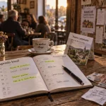 Vie locale : agenda local sur table, café et sorties près de chez vous