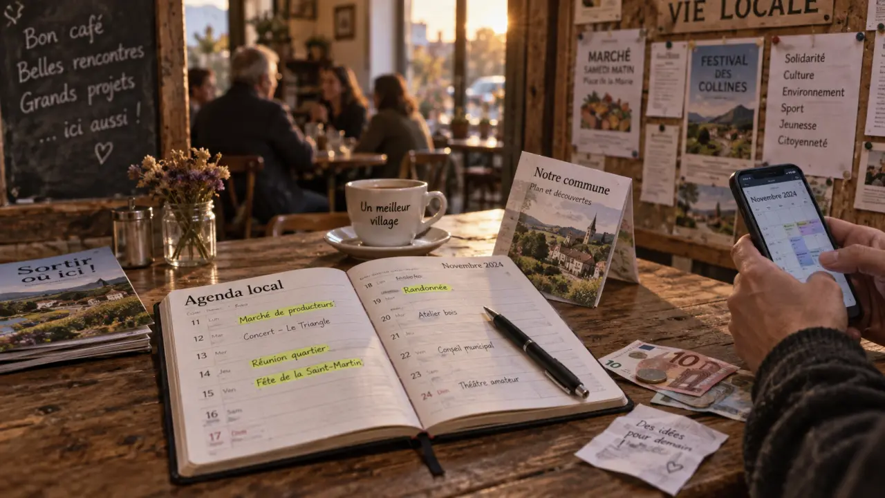 Vie locale : agenda local sur table, café et sorties près de chez vous