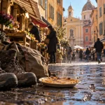 Vieux Nice visite : marché du Cours Saleya avec socca fumante