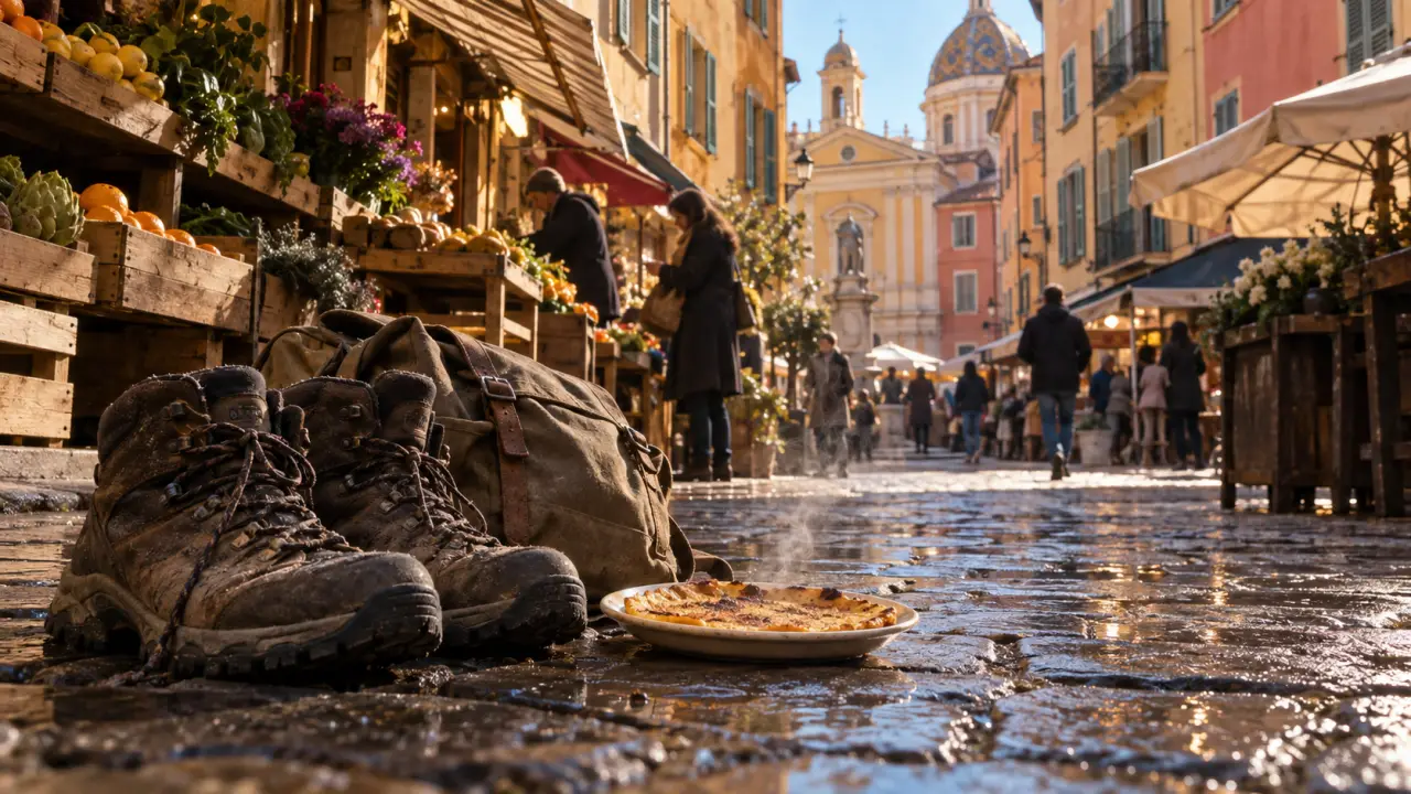Vieux Nice visite : marché du Cours Saleya avec socca fumante